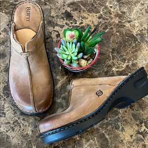 New Born Tan Burnished Leather Handcrafted Cushioned Mule Clogs Arch Support 8